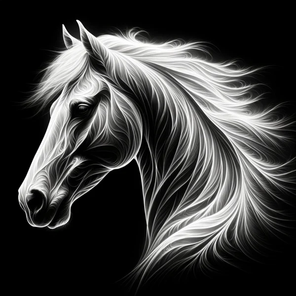 Cheval gravé sur ardoise